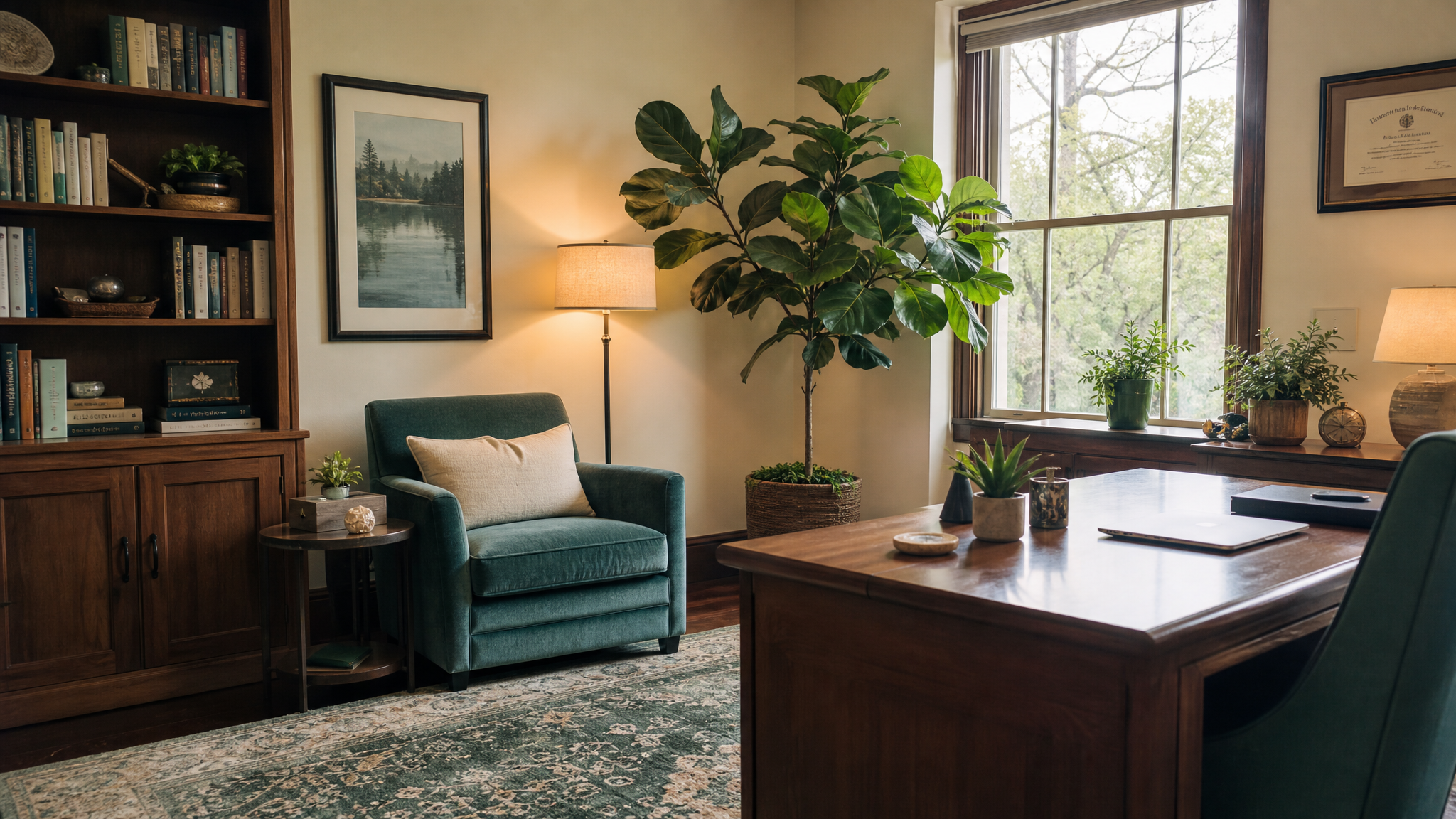 David Taub's coaching workspace with natural light and calming environment